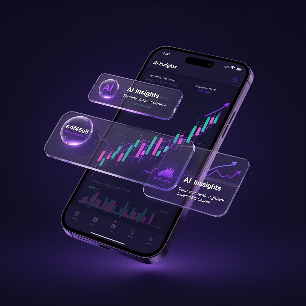 ChartLens mobile app with floating AI insight cards